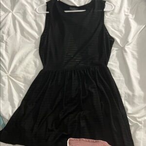 Topshop Black Sleeveless Mini Fit-and-Flare Dress